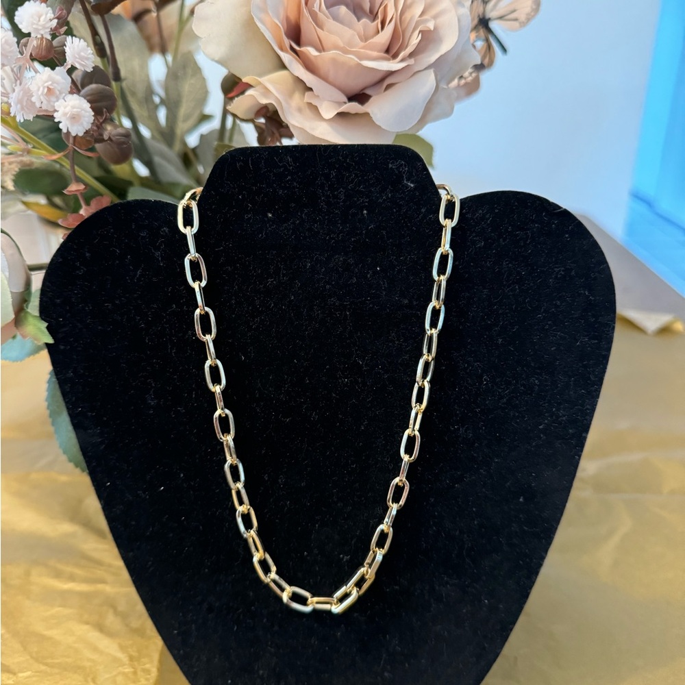 Gold tone paper clip necklace. NWT